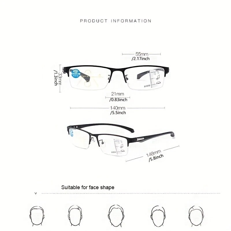 (image for) Business Reading Glasses Classic Rectangle Computer Anti Eyestrain Presbyopic Glasses Anti Blue Light Eye Glasses For Women Men