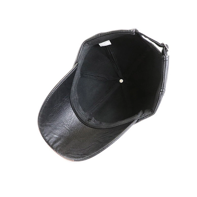 (image for) Collrown Men's Outdoor PU Leather Baseball Cap Casual Sun Hat Adjustable Sport Casual Visor Hat for Autumn Winter