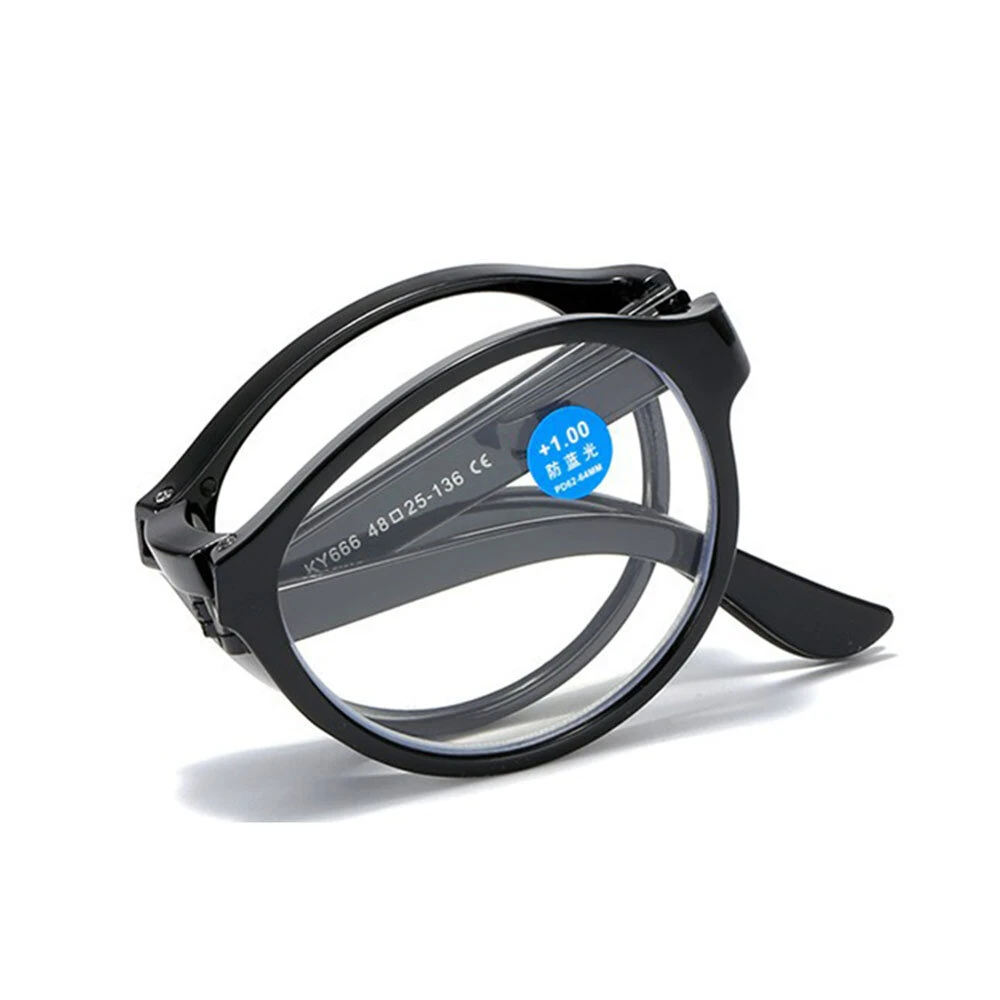 (image for) Portable Folding Reading Glasses Fashion Far-sighted Eyewear with Plastic Case Anti Blue Ultralight Diopter Eyeglasses 1.5 To +3.5