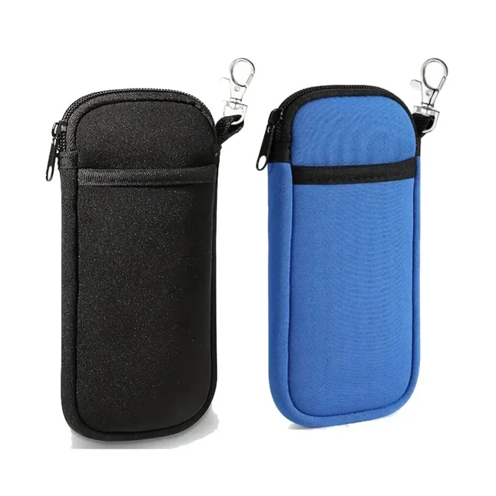(image for) Portable Soft Zipper Glasses Bag with Buckle Lightweight Double Pockets Case can Store Mobile Phones, Headphones, Bank Cards Mini Storage Bag